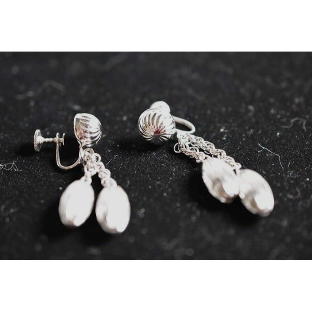 Coro Stamped Vintage Silver tone Screw Back Dangle 1950's Earrings